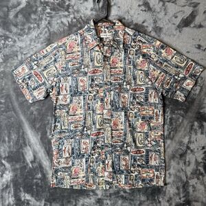 BlueWater Wear Shirt Adult Large Green Tropical Hawaiian Short Sleeve